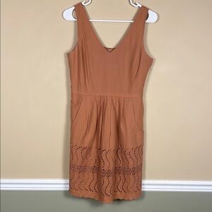 J. Crew Women’s Peach Orange Embroidered Detail V-Neck Summer Tank Dress